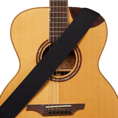 AMUMU Guitar Strap – 2" Pure Cotton with Pick Holder, Double-Layer Leather Ends, Strong Webbing & Anti-Scratch Stitched Front, Adjustable 36"-63" -CO24W-BK-V